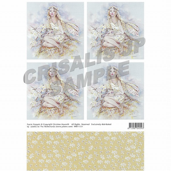 [D9901121] Decoupage 4 White Winter Jasmine Faerie with Background