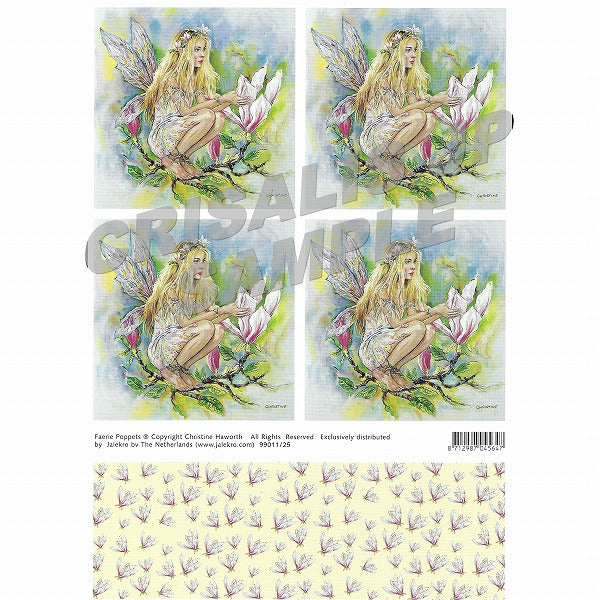 [D9901125] Decoupage 4 Magnolia Tree Faerie With Background