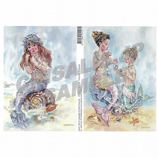 [D9908704] Decoupage 2 Blue Mermaid, Shell Seeker 5-piece set