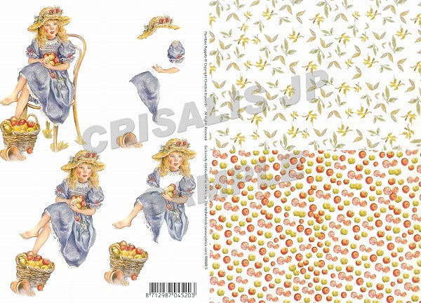 [D9908805] Decoupage 2BG Girl with Apples