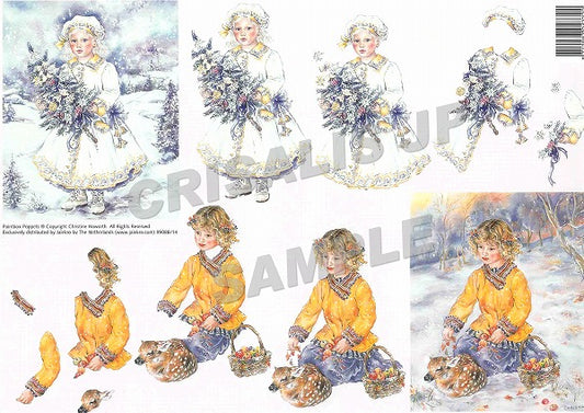 [D9908814] Decoupage Snow Maiden ＆ Forest Friends