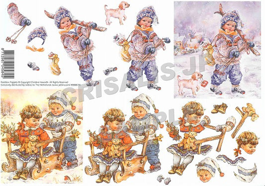[D9908816] Decoupage Teddies Sleigh Ride & Christmas Delivery