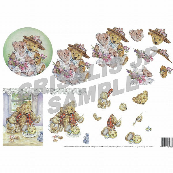 [D9909104] デコパージュ　カントリー・ガーデン・ベア、ベイビー・ベア